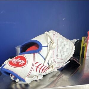Rawlings Kids White and Red Baseball Glove